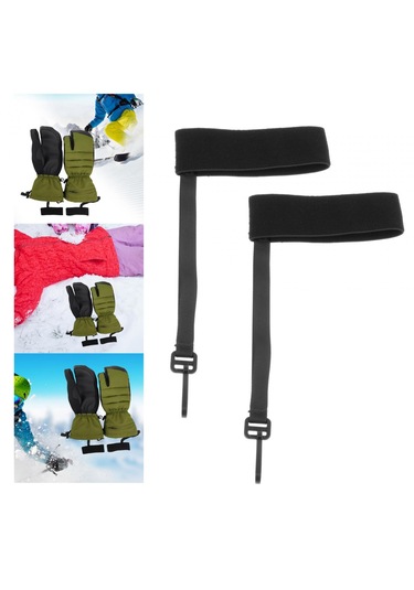 Dolıty 2 Adet Kayak Eldiveni Bilek Kayışı Yetişkin Spor Siyah Siyah