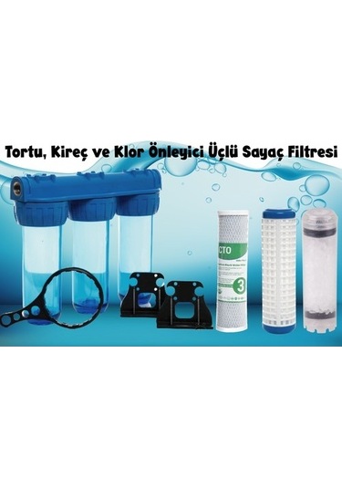 Sulook Daire Girişi 10 İnç Tortu, Kireç Ve Klor Önleyici Üçlü Sayaç Filtresi