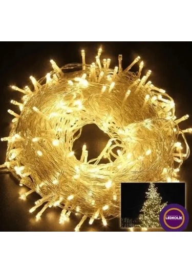 Yılbaşı Aydınlatması 100 Led Perde Hortum Sıcak Beyaz Işık Sarı