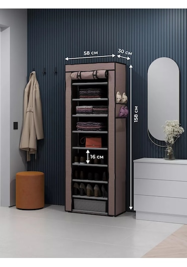 2s.k Kumaş Kılıfı Olan Ayakkabı Saklama Dolabı 220737655 Kahverengi
