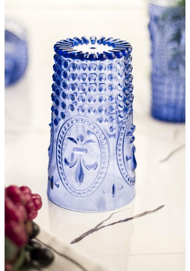 Akrilik Mavi 6'lı Uzun Bardak & Su Meşrubat Bardağı 750 Ml Büyük Boy & Cam Değildir