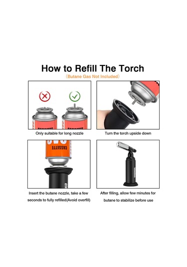Wezone 1300 C Isı Multifonksiyonel Fırın & Barbekü Alev Torçu - Paslanmaz Çelik Uçlu, 35 Dakika Kullanim Süresi