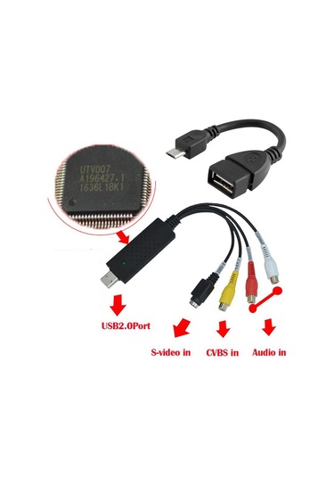 Rca Composit Video Dvr+Otg Micro Usb Kablo Kamera Uydu Kayıt Kart