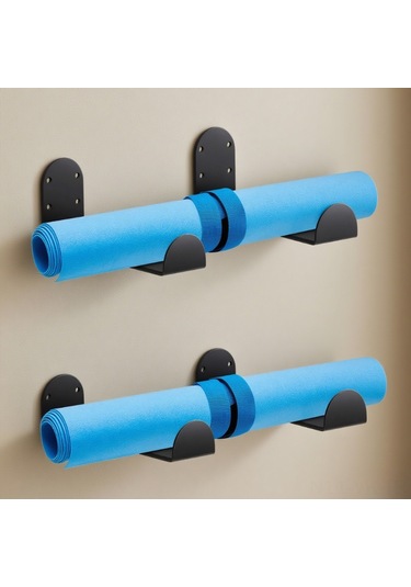 Vkemall Demir Çok Amaçlı Duvarlı Askı, 4 Adet, Yoga Matı-snowboard-surfboard Saklama, Vida İle Sabitlenir, Sağlam Montaj Siyah