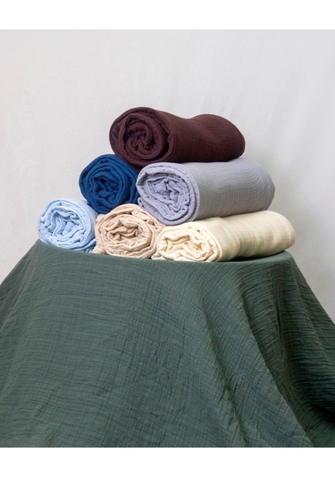 4 Katlı Müslin Yatak Örtüsü - Battaniye Pike %100 Organik Pamuk Dört Mevsim Yumuşak Gots Sertifikalı Açık Gri