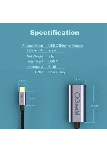 Tongxida Qgeem Ua05-a Usb 3.0 Ethernet Adaptörü, Usb Rj45 Lan Dönüştürücü, 547447426