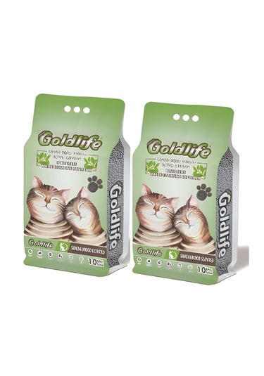 Goldlife Aktif Karbon Sandal Ağacı Kokulu Kedi Kumu 10 Lt X 2 Adet