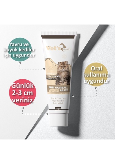 Vets Health Anti-Hairball Malt Paste Tüy Yumağı Karşıtı Pasta 100 G