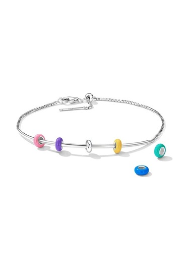 Fastbuy S925 Ayar Gümüş Mor Renkli Boncuklu Boncuklu Bilezik Kolye Aksesuar Seti Çok Renkli