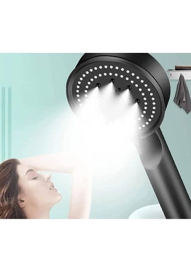 Turbo Duş Başlığı, Yüksek Basınçlı El Duşu, 5 Fonksiyonlu Duş Başlığı Siyah