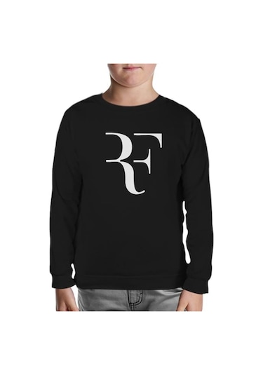 Roger Federer - Logo Siyah Çocuk Sweatshirt Siyah