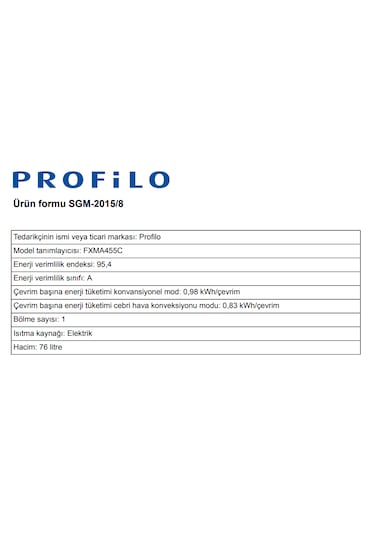 Profilo FXMA455C 76 L Fırın Ankastre Beyaz