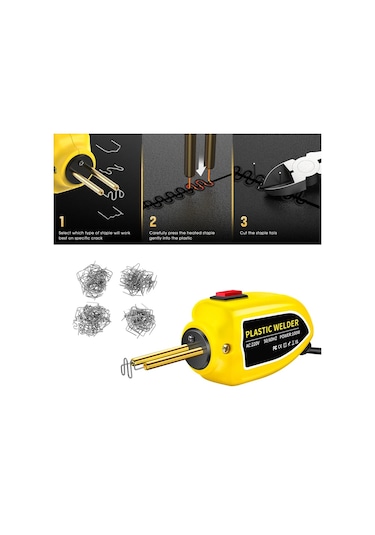 Mini 100w Plastik Kaynak Makinesi Sıcak Zımba Tampon Plastik Onarım Araba Yellow 400 Nails 220v Eu Plug