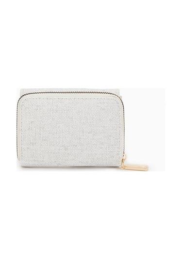 Dokulu Kumaş Detaylı Cüzdan - Krem Krem