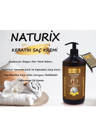 Naturix Keratin Komplex Şampuan 600 ML + Fön Suyu 400 ML + Saç Kremi 500 ML
