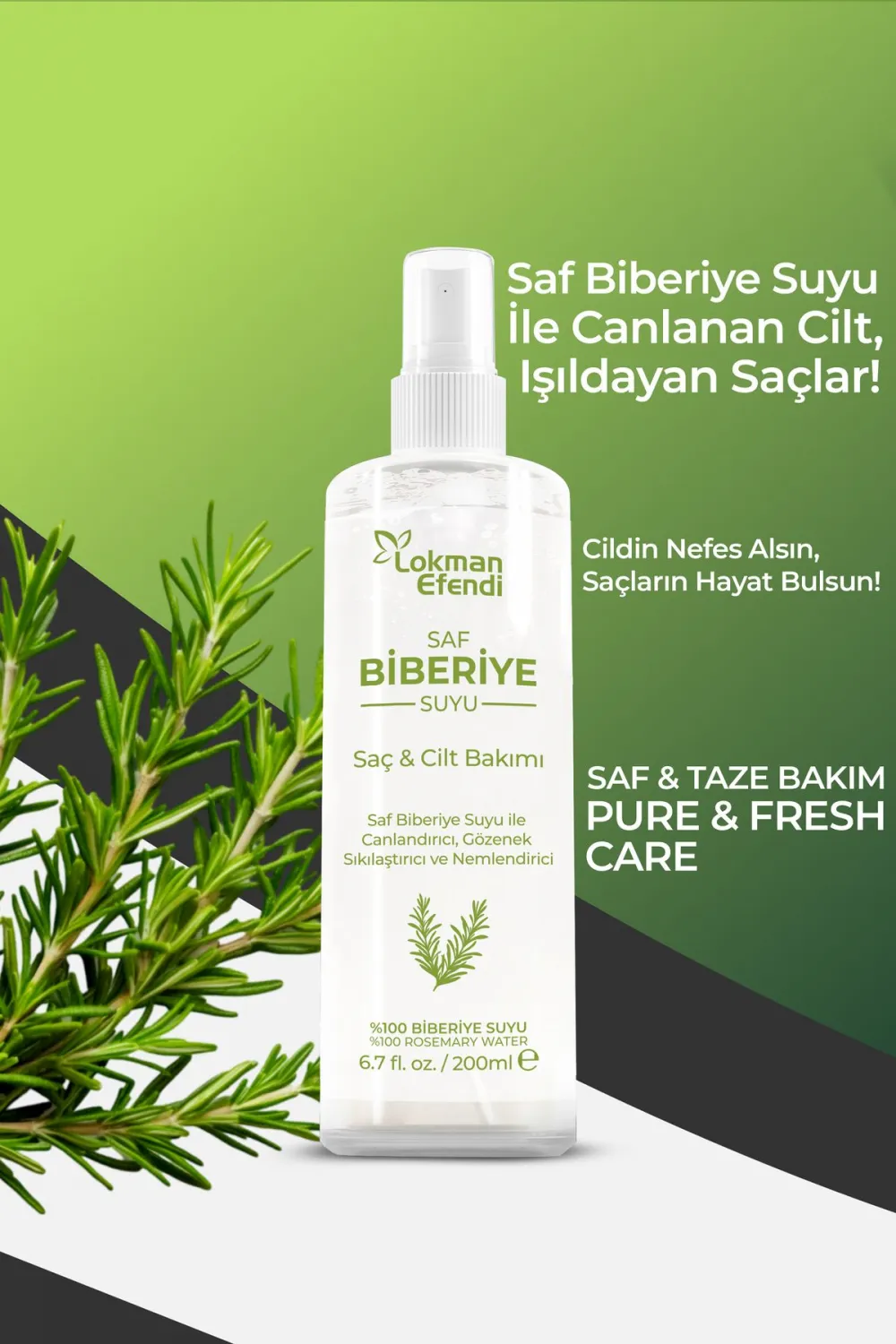 Lokman Efendi Saf Biberiye Saç Bakım Suyu 200 Ml