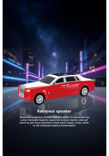 Bluetooth Hoparlör Rolls-royce Görünümlü Araba Led Ekranlı 15w Tws Fm Usb Speaker D82