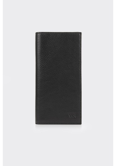 White Stone Siyah Hakiki Deri El Bantlı Dikey Cüzdan SİYAH