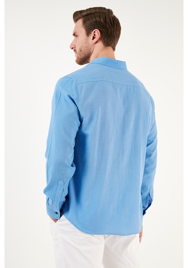 Buratti Pamuklu Regular Fit Düğmeli Yaka Erkek Gömlek Cf20S111871 Koyu Mavi