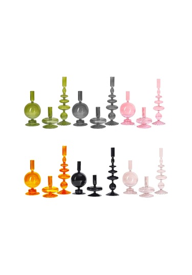 Reedark Yeşil Cam Mumluk Seti, 3 Farklı Boyutlu, Konik Ve Geniş Mumları Tutabilir, Masaüstü Dekorasyonu, Sıcak Ve Zevkli Ortam Oluşturur