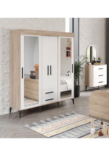 Afilliıldır Çocuk Odası Takımı 3 Parça Tamamı Mdf Flora Beyaz Ayn