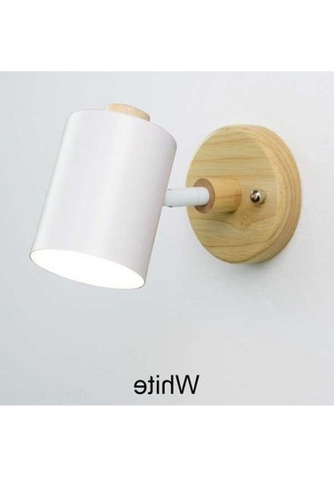 Tongxida Ahşap Tabanlı Gu10 Duvar Lambası, Pratik Açma/kapama Düğmeli, Beyaz Beyaz