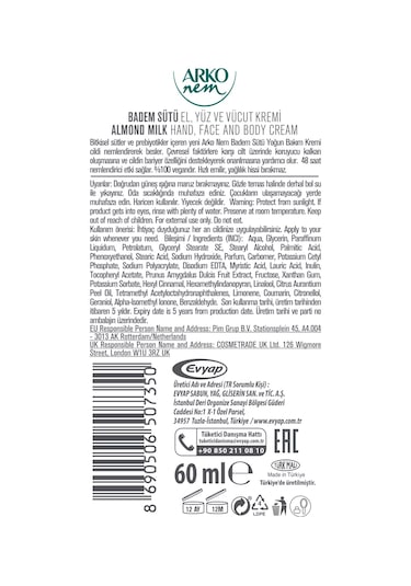 Arko Nem Yoğun Bakım Kremi Badem Sütü 3x60 Ml