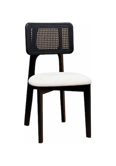 Zeus Hazeranlı Ahşap Bohem Sandalye Siyah