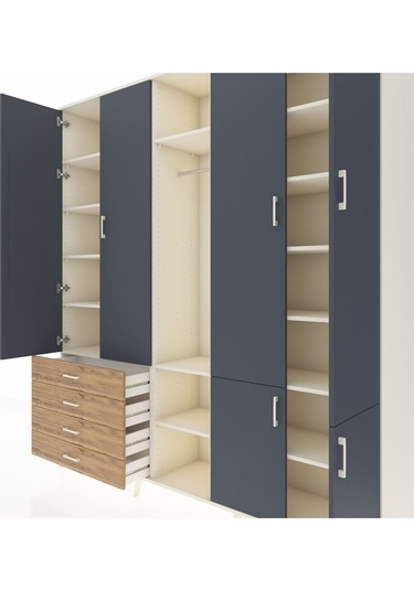 Hyperion Dolap 14 Raflı 4 Çekmeceli Tek Askılı 220x44x243 Aytaşı-antrasit/çam Antrasıt/atlas Çam Hyperion Dolap 14 Raflı 4 Çekmeceli Tek Askılı 220x44x243 Aytaşı-antrasit/çam Antrasıt/atlas Çam