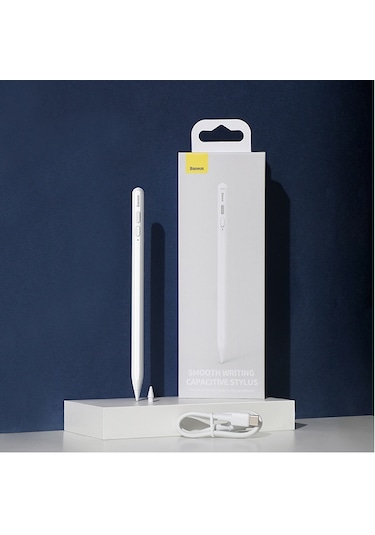 Baseus Anti Misoperation Kapasitif Stylus Tablet Telefon Dokunmatik Kalem Beyaz