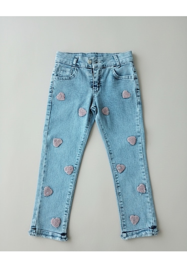 Kalp Desenli Yelekli Üçlü Takım Kız Çocuk Pembe