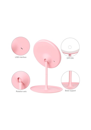 Vkemall Şarj Edilebilir Yuvarlak Makyaj Aynası L-ed Işık Ekran Anahtarı Çıkarılabilir Ta