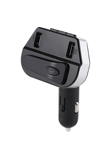 V6 2'si 1 Arada Çift Usb Bağlantı Noktaları Araç Şarj Cihazı Ve V4.2 Bluetooth Kulaklık Kulaklık, Ahizesiz Arama Desteği Siyah