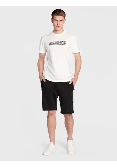 Guess Erkek Logo Şeritli Siyah Şort Siyah