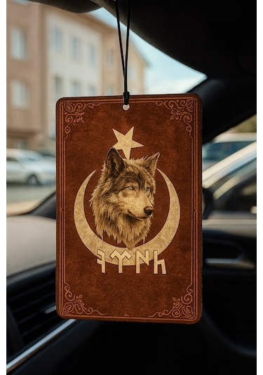 Türk Bayrağı Ve Göktürk Türk Kurt - İkili Oto Kokusu - Dekoratif Araç Kokusu Ve Aksesuarı