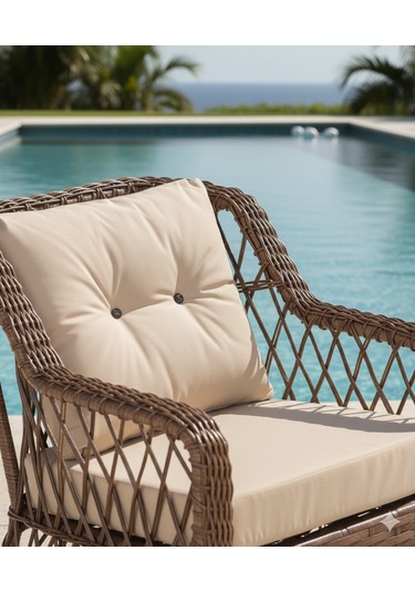 Premium El Örmesi Doğal Rattan Bahçe Ve Balkon Koltuğu