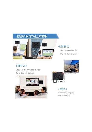 Xindoker 4k İç Mekan Dijital Tv Anteni, 1080p Hd Kalite, Geniş Alıcı Menzili, 25db Amplifikatörlü, 3m Kablo