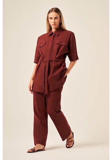 Ftz Women Kadın Keten Takım Bordo 31196 Bordo