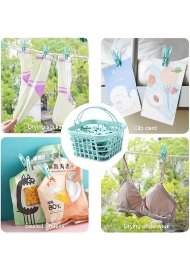 Mavi-giysi Mandalları Çamaşırlar İçin 30pcs Rüzgar Geçirmez Ev Çamaşır Pimleri Sepetli Klipler Çamaşır İpi Mandalları İç Giyim Sutyen Şapka Çantaları
