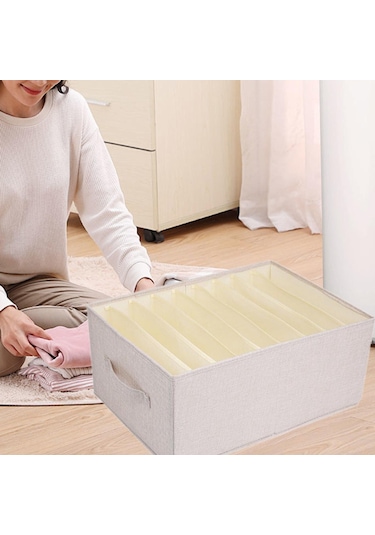 Suntek Giysi Yorgan Saklama Kutusu XL Bej 9 Izgara Bej