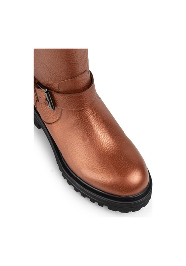 Deery Hakiki Deri Bakır Rengi Kadın Bot Bakır