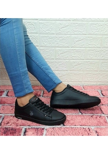 U.S.Polo Franco Siyah Düz Tabanlı Sneaker Bayan Erkek Spor Ayakka