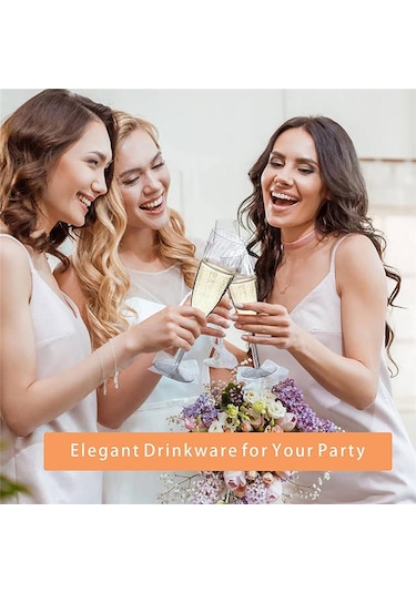 1/8 Adet Plastik Şampanya Kadehi Flüt Tek Kullanımlık Düğün Parti Kaynağı Drinkware 8pcs