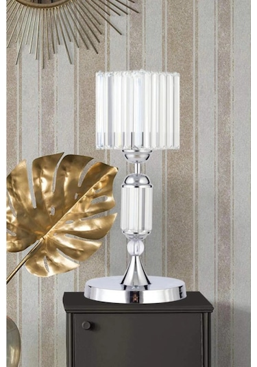 İstanbul Avize Kristal Taşlı Gümüş Kasalı K-12 Gümüş Taş Kafalı Abajur