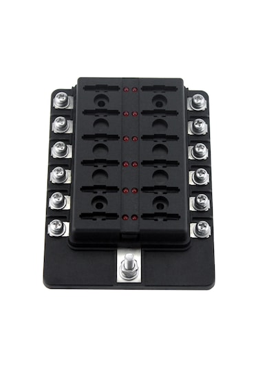 Lemestar 12 Yollu Led Göstergeli Sigorta Kutusu + 10 Adet Sigorta + 10 Sarı Terminal + Sticker 30