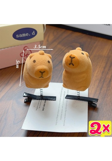 Kawaii Saç Tokası Moda Hayvan Güzel Yay 3d Capybara Hayvan Peluş Çok Renkli