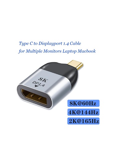 Generic Thunderbolt 3 İçin Taşınabilir Usb Tip C - Displayport 8k 60hz Dönüştürücü Adaptör