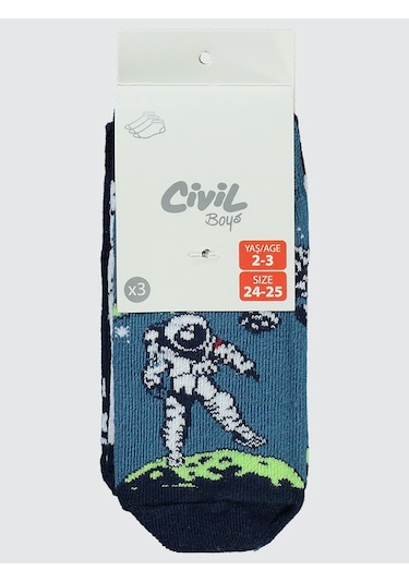Civil Boys Erkek Çocuk 3'lü Patik Çorap 2-12 Yaş Beyaz Beyaz