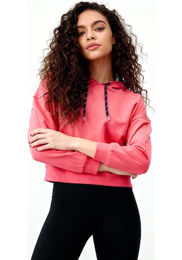 Tommy Life Fuşya Uzun Kol Rahat Form Kapüşonlu Kadın Sweatshirt - 97115 Fuşya