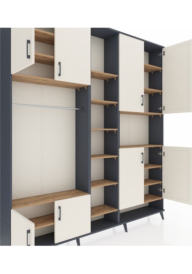 Arges Dolap 18 Raflı 8 Kapaklı Tek Askılı 220x30x243 Antrasit-aytaşı/çam Aytası/atlas Çam Arges Dolap 18 Raflı 8 Kapaklı Tek Askılı 220x30x243 Antrasit-aytaşı/çam Aytası/atlas Çam